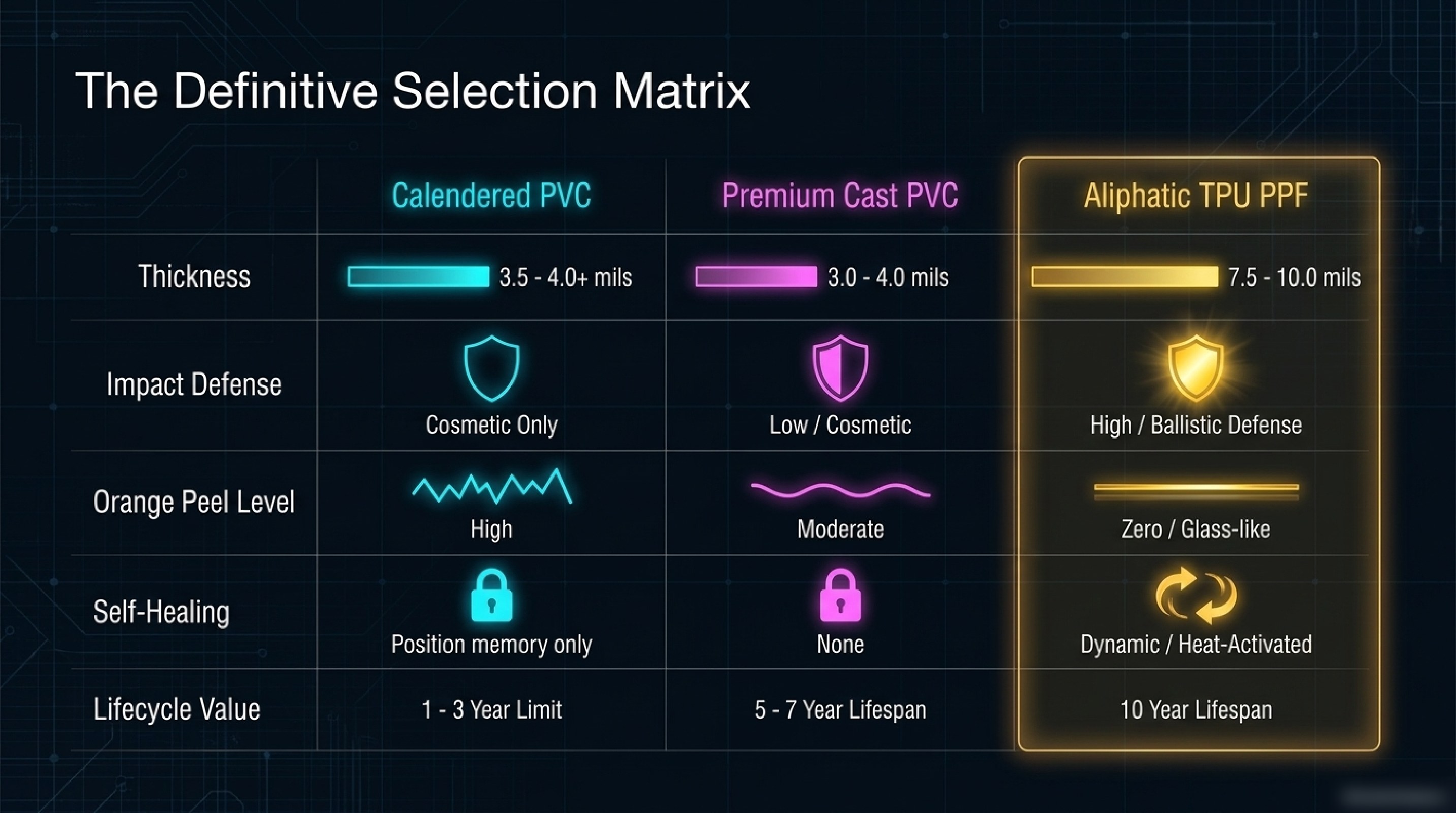 The definitive selection matrix
